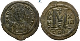 Justinian I. AD 527-565. Dated year 13 = 539-540 AD. Constantinople. Follis Æ