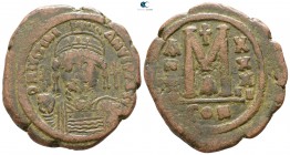 Justinian I. AD 527-565. Dated RY 32=AD 558-559. Constantinople. Follis Æ