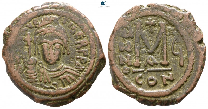 Maurice Tiberius AD 582-602. Dated RY 6=AD 587/8. Constantinople
Follis Æ

27...