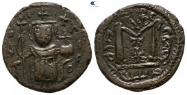 Mu'awiya I ibn Abi Sufyan AD 661-680. AH 41-60. Imperial standing figure type (Type VI). Fals Æ