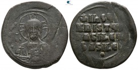 Basil II Bulgaroktonos, with Constantine VIII AD 976-1025. Anonymous Follis Æ, Class 2. Constantinople. Follis Æ