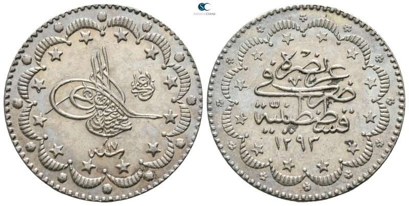 Turkey. Abdulhamid II AD 1876-1909.
5 Kurush

22mm., 5,99g.

Toughra / arab...
