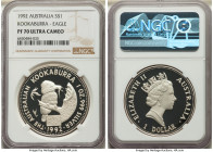 Elizabeth II silver Proof "Kookaburra" Dollar 1992-(ae) PR70 Ultra Cameo NGC, Perth mint, KM209. Mintage: 750. American Eagle privy mark. 

HID0980124...