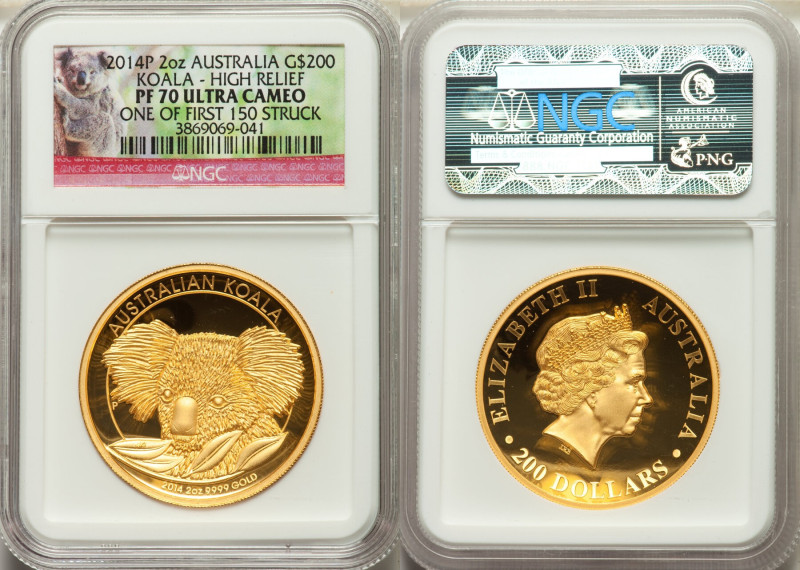 Elizabeth II gold Proof "Koala - High Relief" 200 Dollars (2 oz) 2014-P PR70 Ult...