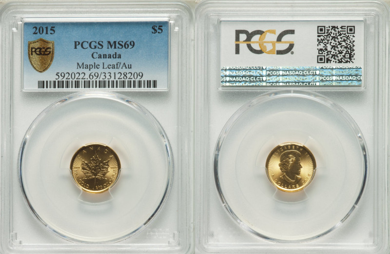 Elizabeth II gold "Maple Leaf" 5 Dollars 2015 MS69 PCGS, KM929. 

HID09801242017...