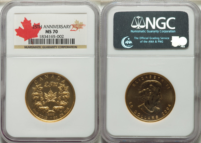 Elizabeth II gold 50 Dollars (1 oz) 2004 MS70 NGC, KM-Unl. Commemorating the 25t...