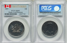 Elizabeth II platinum "Maple Leaf" 50 Dollars (1 oz) 2009 MS69 PCGS, Royal Canadian mint, KM195. Sold in "First Strike" slab. 

HID09801242017

© 2022...