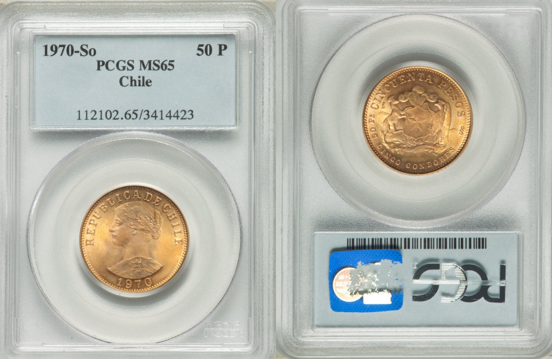 Republic gold 50 Pesos 1970-So MS65 PCGS, Santiago mint, KM169. 

HID09801242017...