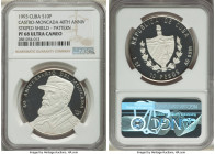 Republic silver Proof Pattern "Fidel Castro" 10 Pesos (1 oz) 1993 PR68 Ultra Cameo NGC, Havana mint, KM398. Striped Shield variety. 40th Anniversary o...