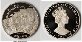 Elizabeth II silver Proof "100 Year of Self Sufficiency" 25 Pounds 1985 UNC, Royal mint, KM20. Maximum Mintage: 20,000. Accompanied by original case o...