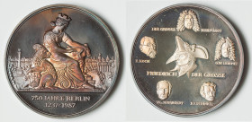 Republic Proof "750th Anniversary of Berlin" Medal (5 oz) 1987 UNC, 70mm. 155.6gm. By V. Huster. Decorated with elegant autumnal tones on the high rel...