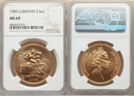 Elizabeth II gold 5 Pounds 1985 MS69 NGC, KM945. 

HID09801242017

© 2022 Heritage Auctions | All Rights Reserved