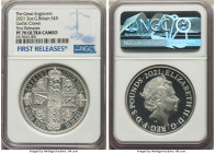 Elizabeth II silver Proof "Gothic Crown Quartered Arms" 5 Pounds 2021 (2 oz) PR70 Ultra Cameo NGC, KM-Unl., cf. S-GE30 (date listed as 2022). The Grea...