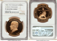 Republic gold Proof "Alfredo Stroessner" 300000 Guaranies 1988 PR68 Ultra Cameo NGC, KM174, Fr-26. Estimated mintage of 500, with 250 pieces melted. C...