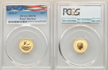 Elizabeth II gold "Pearl Harbor" 15 Dollars (1/10 oz) 2016-P MS70 PCGS, KM-Unl. Struck in commemoration of the 75th anniversary of Pearl Harbor. 

HID...