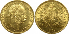 Austria, Franz Joseph, 20 francs (8 florins) 1889