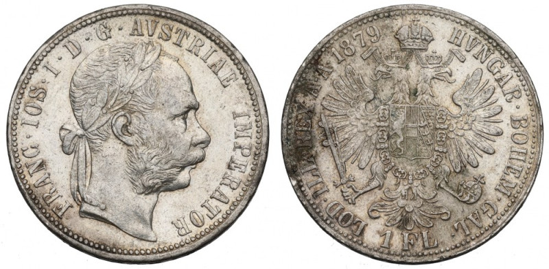 Austria, Franz Joseph, 1 florin 1879 Piękny, okołomenniczy egzemplarz. Reference...