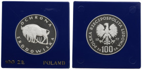 PRL, 100 złotych 1977 Ochrona środowiska - Żubr