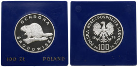 PRL, 100 złotych 1978 Ochrona środowiska - Bóbr