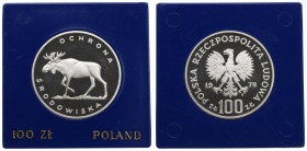 PRL, 100 złotych 1978 Ochrona środowiska - Łoś