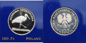 PRL, 100 złotych 1982 Ochrona Środowiska - Czapla