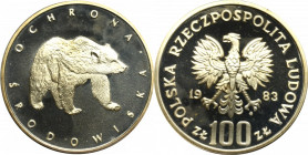 PRL, 100 złotych 1983 Ochrona Środowiska - Niedźwiedź