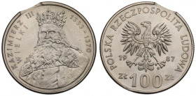 PRL, 100 złotych 1987 Kazimierz III Wielki - destrukt menniczy