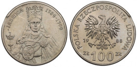 PRL, 100 złotych 1988 Jadwiga - destrukt