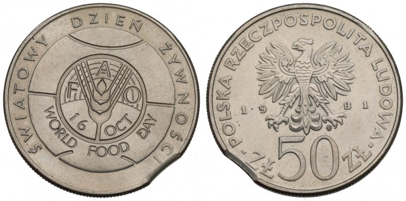 PRL, 50 złotych 1981 FAO - Destrukt Piękny destrukt menniczy. 
Grade: UNC 

M...