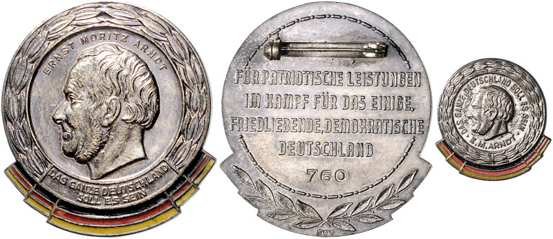 Ausgaben der DDR. 
Nationale Front. 
Ernst-Moritz-Arndt-Medaille, 1. Form, Sil...
