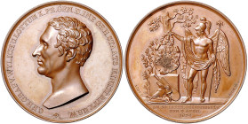 Deutsche Medaillen. 
Brandenburg-Preußen. 
Friedrich Wilhelm III. 1797-1840. Bronzemed. 1834, v. König b. Loos, auf den preuß. General d. Inf., Geh....