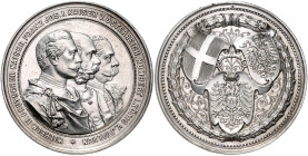 Deutsche Medaillen. 
Brandenburg-Preußen. 
Wilhelm II. 1888-1918. Versilb. Bronzemed. o.J. (1892), unsign. (v. Oertel), auf den Dreibund (anlässl. s...