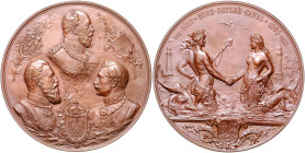 Deutsche Medaillen. 
Brandenburg-Preußen. 
Wilhelm II. 1888-1918. Bronzemed. 1895, von E. Herter u. O. Schultz, auf die Eröffnung des Nord-Ostsee-Ka...