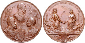 Deutsche Medaillen. 
Brandenburg-Preußen. 
Wilhelm II. 1888-1918. Bronzemed. 1895, von E. Herter u. O. Schultz, auf die Eröffnung des Nord-Ostsee-Ka...