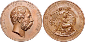 Deutsche Medaillen. 
Sachsen. 
Albert 1873-1902. Bronzemed. 1889, v. Max Barduleck, auf die 800-Jahrfeier des Hauses Wettin, hrsg. v. Kgl. Sächs. Al...