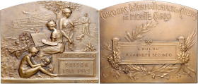 Jugendstil (Art nouveau)-Medaillen. 
Monaco. Bronzeplakette 1912, von Tony A. Szirmai (1871 Budapest - 1938 Paris?), Prämie der Internat. Hundeausste...