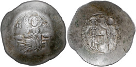 Byzantinische Münzen. 
Manuel I. Comnenus, 1143-1180. Billon-Aspron-Trachy, 3,93 g, Constantinopel, thronender Christus v.v., in der Linken Evangelia...