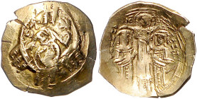 Byzantinische Münzen. 
Wiederhergestelltes Byzant. Reich. Andronicus II. u. Michael IX. Palaeologus, 1295-1320. Gold-Hyperpyron, 3,83 g, Constantinop...