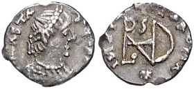 Völkerwanderung. 
Ostgoten. Theoderich der Große, 493-526. 1/4 Siliqua im Namen des Anastasius (491-518), 0,82 g, Mediolanum/Mailand, diad. u. gepanz...