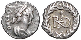 Völkerwanderung. 
Ostgoten. Theoderich der Große, 493-526. 1/4 Siliqua im Namen des Justinus (518-527), 0,71 g, Rom, diad. u. gepanz. Bü. re./Monogra...