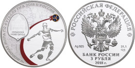 Sammlungen und Lots. 
Sammlung von 37 verschiedenen offiz. Silber-Gedenkmünzen "FIFA World Cup Russia 2018", meist Großsilber, dabei Russland (12x 3 ...