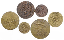 Choresm. 
6 Münzen: Khanat, 2 1/2 Tenge u. 5 Tenge 1919/1920, Kupfer, und 15 Tenge 1920 (zwei Var.: 30,0 bzw. 32,5 mm), sowie Volksräterepublik, 25 R...