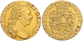 Großbritannien. 
George III. 1760-1820. Guinea 1786, London, GOLD, 8,36 g. Seaby&nbsp;3728, KM&nbsp;604, Fb.&nbsp;355.

ss-f. vz