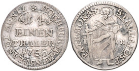 Sammlungen, Lots. 
4 verschied. Kleinmünzen: Münster, Hochstift 1/14 Taler 1755 (Schön 40), Jülich-Berg 1/6 Taler 1715, Düsseldorf (Schön 59.2) und S...