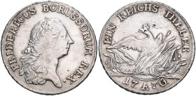 Brandenburg/-Preußen. 
Friedrich II. 1740-1786. Taler 1770 A, mit Punkt hinter "REX". Old.&nbsp;69d.

winz. Sf, ss