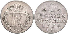 Brandenburg/-Preußen. 
Friedrich II. 1740-1786. 1 Mariengroschen 1774 A, für die westlichen Provinzen. Old.&nbsp;279. R. 

ss
