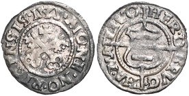 Livländischer Orden. 
Hermann von Brüggeney 1535-1549. Schilling 1535, Riga, 0,91 g, Neumann 246.

vz