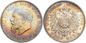 Bayern. 
Ludwig III. 1913-1918. 5 Mark 1914. Jaeger&nbsp;53.

schöne Patina, winz. Rf., vorzüglich