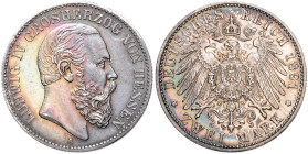 Hessen. 
Ludwig IV. 1877-1892. 2 Mark 1891. Jaeger&nbsp;70.

schöne Patina, ss/ss-vz