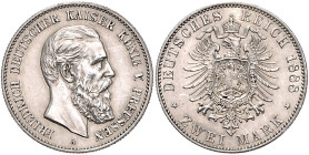 Preußen. 
Friedrich III. 1888. 2 Mark 1888 \b. Jaeger&nbsp;98.

winz. Kratzer, ss-vz